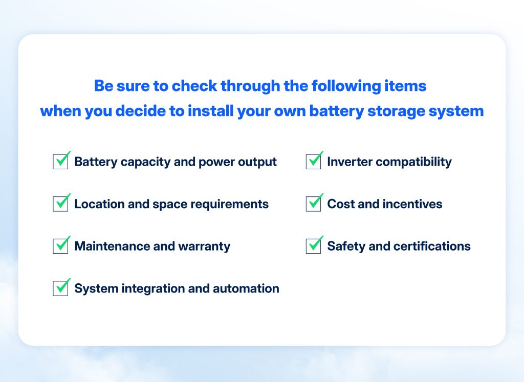 Home solar battery system checklist